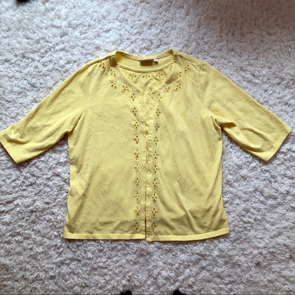 Quacker Factory QVC Top with Eyelets Rhinestones - Picture 3 of 7